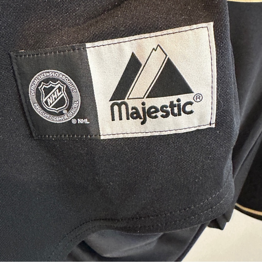 Pittsburgh Penguins NHL Majestic Baseball Style Jersey XL Made USA Black Gold - Picture 8 of 10